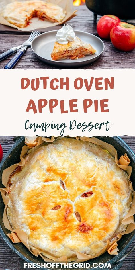 Camping Desserts Dutch Oven, Dutch Oven Desserts, Campfire Cooking Recipes, Dessert Apple, Campfire Desserts, Dutch Oven Camping, Camping Desserts, Homestead Ideas, Easy Pie Recipes