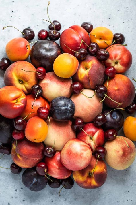 The Most Amazing Stone Fruit Recipes - California Grown Stone Fruit Recipes, Stone Fruit Desserts, Stone Fruit Upside Down Cake, Poached Nectarines, Stone Fruit And Burrata Salad, Peach Blueberry Cobbler, Fruit Dinner, Stone Fruit Salad, Goblin Market