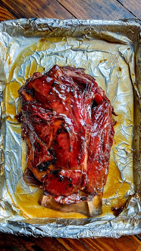 PULLED SMOKED VENISON HOLIDAY HAM WITH SORGHUM BROWN SUGAR GLAZE Venison Smoker Recipes, Venison Shoulder Recipes, Deer Shoulder Recipes, Smoked Deer Roast, Smoked Venison Roast Recipe, Deer Roast Recipes, Venison Shoulder Roast, Smoked Venison Roast, Venison Shank Recipe