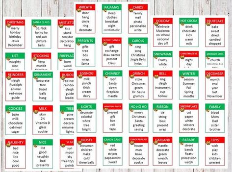 Printable Christmas Holiday Taboo Game Cards - Instant Download Game Winter Adults, Kids, Classroom, Work - PDF Taboo Cards, Santa Claus Photos, Taboo Game, Adult Party Themes, Fun Christmas Games, Cocoa Christmas, Holiday Party Games, Holiday Games, Thanksgiving Printables