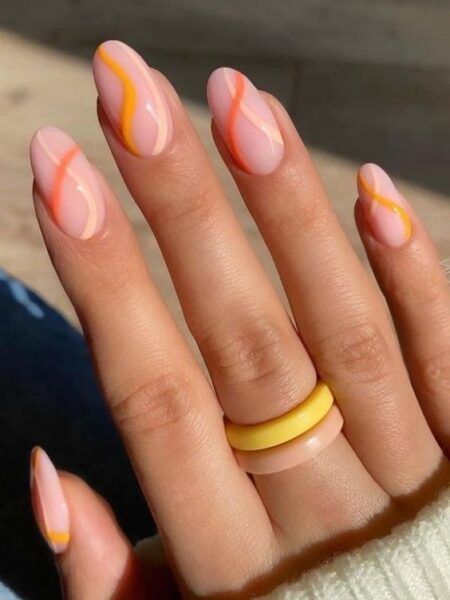 In this article, we present you with a curated collection of the 30 most trending summer acrylic nails to ignite your imagination and inspire your nail art ideas.nail ideasnail ideas nail acrylic acrylic nail nail inspo pink nail trendy nail nail 2023 trends summer acrylic nail white nail nail art minimalist nail short nail design blue nail short nail nail inspiration gel nail red nail short acrylic nail nails nail art nail nail designs nail polish nail design nail ideas nail art designs nails Nail Design Squiggle, Red And Orange Swirl Nails, Oval Nails Swirl Designs, Colorful Line Nail Designs, Simple Nail Designs For Almond Nails, Line Pattern Nails, Winter Nails Orange, Easy Line Nail Designs, Orange Line Nails