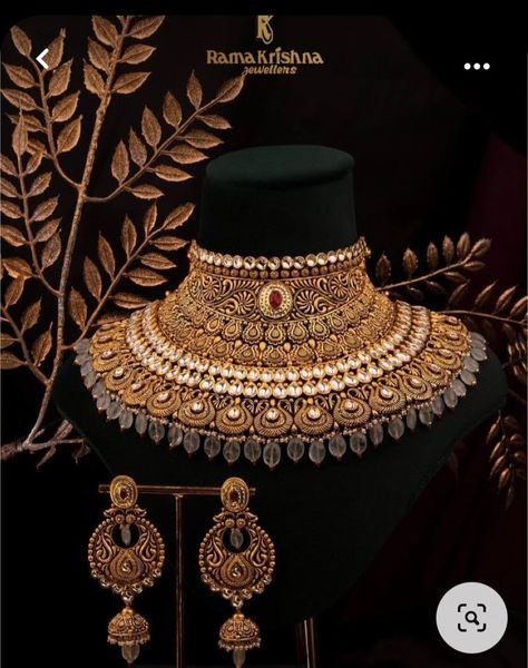 Gold Necklace Heavy Design, Indian Heavy Jewellery, Heavy Choker Necklace Gold, Heavy Jewellery Designs, Heavy Necklace Indian Bridal Jewelry, Gold Necklace Set Simple Indian Bridal, Heavy Necklace Designs, Heavy Diamond Necklace Set Bridal, Heavy Gold Sets Jewelry Indian Design