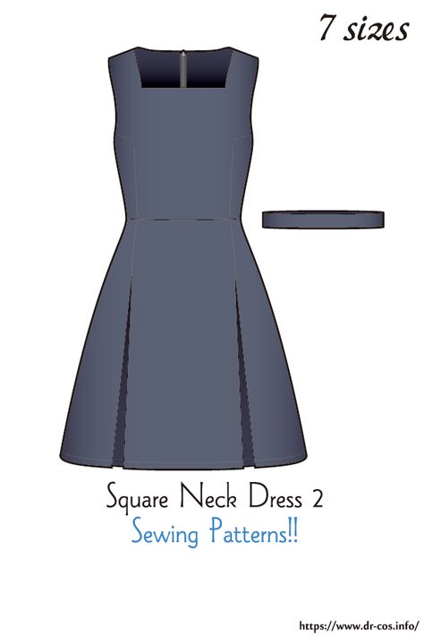 This is the pattern of Square Neck Dress 2. cm size(A4 size) Children's-140/Ladies'-S,M,L,LL/Men's-L,LL At present, only Japanese. Added the number of fabric meters required for each size Square Neck Dress Outfit, Square Neckline Dress Pattern, Free Square Neck Top Pattern, Square Neck Tank Top Pattern, Square Neckline Sewing Pattern, Square Neckline Pattern Drafting, Princess Seam Dress Pattern Free, Prom Dress Sewing Patterns, Sleeveless Top Pattern