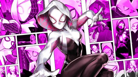 Spider-Gwen Wallpaper by https://www.deviantart.com/scott910 on @DeviantArt Gwen Wallpaper, Spiderman And Gwen, Draw Spider, Gwen Spiderman, Spider Gwen Art, Spiderman Girl, Marvel Spider Gwen, Black Spiderman, Computer Wallpaper Desktop Wallpapers