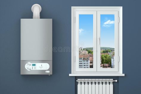 Heating house. Gas boiler, window, heating radiator. Concept , #AD, #Gas, #boiler, #Heating, #house, #radiator #ad Ux Interface Design, Home Improvements Diy, Heating Radiator, House Heating, Gas Service, Gas Boiler, Reduce Your Carbon Footprint, Plumbing Emergency, Take A Bath