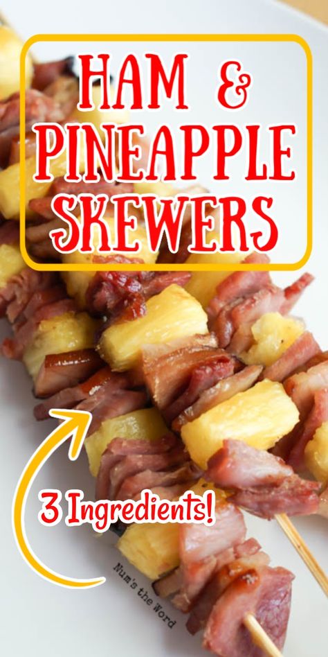 Snacks On Skewers, Easter Skewer Ideas, Ham And Pineapple Skewers, Fun Kabob Ideas, Easter Kabobs Skewers, Ham Pineapple Skewers, Ham And Pineapple Appetizers, Ham Skewers Party Appetizers, Grill Skewer Recipes