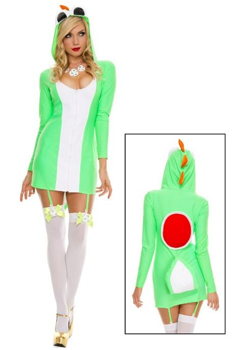 Sexy Yoshi Yoshi Costume Diy Women, Ridiculous Costumes, Super Mario Bros Costumes, Mario Kart Costumes, Yoshi Costume, Mario Bros Costume, Mario Halloween Costumes, Mario Halloween, Dino Dress