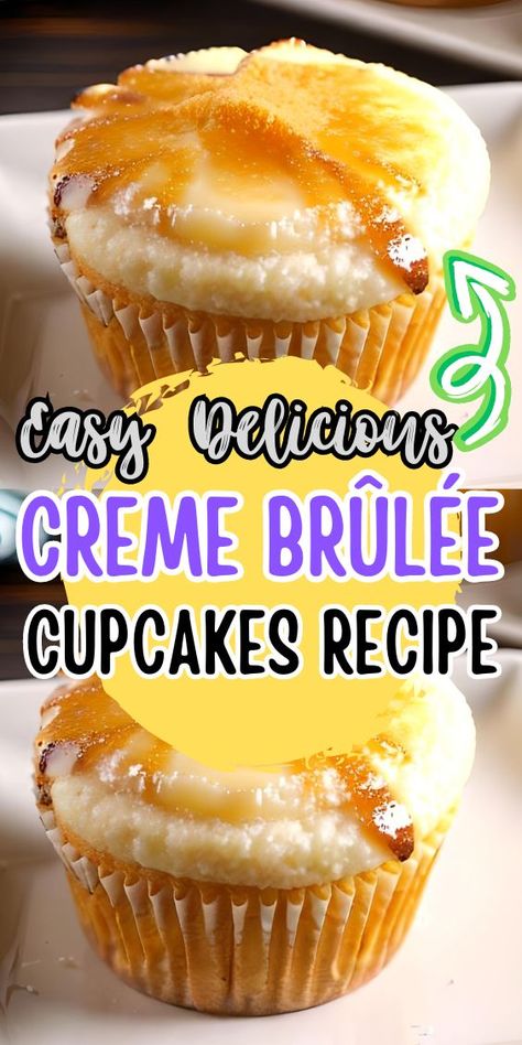 I absolutely love making Creme Brûlée Cupcakes. They are the perfect combination of rich and creamy custard filling surrounded by a light and fluffy cupcake base. The best part is, of course, the crackly caramelized sugar top that adds a delightful crunch with every bite. Vanilla Bean Cream Brûlée Cheesecake Cupcakes, Cream Brulee Cheesecake, Creme Brulee Cupcakes, Creme Brulee Cheesecake, Cream Brulee, Fluffy Cupcakes, Pastry Cream Filling, Classic French Desserts, Different Types Of Cakes