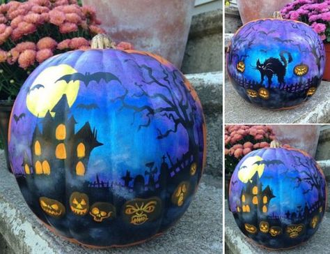 25 Awesome Painted Pumpkin Ideas for Halloween and Beyond! Pumpkin Drawing, Disney Pumpkin, Pumpkin Painting Ideas, Halloween Pumpkins Painted, Painted Pumpkin, Creative Pumpkins, Pumpkin Carving Templates, Ideas For Halloween, Pumpkin Painting