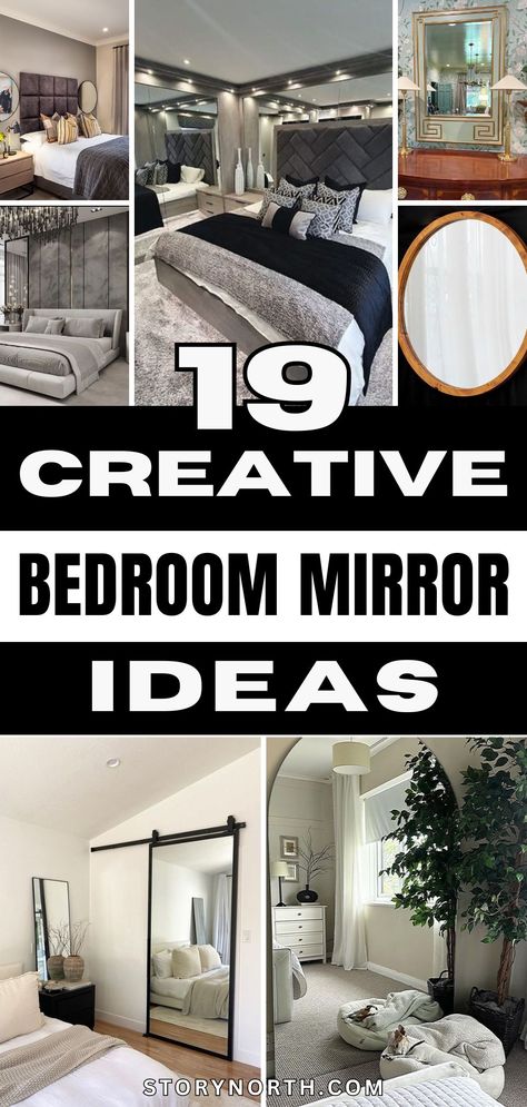 Save this pin for creative bedroom mirror ideas to add a personal touch and reflect your unique style. Elevate your home decor with these innovative designs! #homedecor #bedroomdecor #mirrorideas #interiordesign Full Mirror Ideas For Bedroom, Large Standing Mirror Bedroom, Full Length Mirror In Small Bedroom, Mirror Accent Wall Bedroom Ideas, Mirror Floor Photoshoot, Wall Highlight Ideas, Big Bedroom Mirror, Large Mirror In Bedroom, Big Mirror In Bedroom