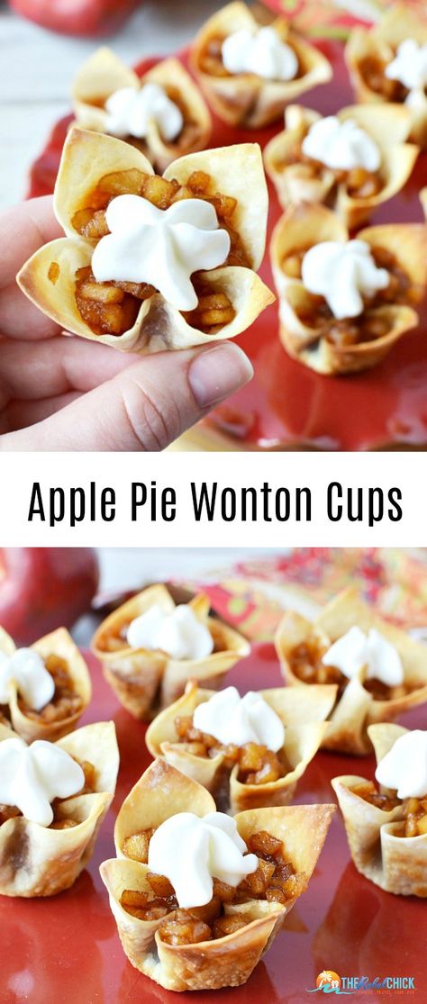 Apple Pie Wantons, Wonton Apple Pies, Apple Wonton Dessert, Dessert Wonton Recipes, Desert Wontons, Wonton Dessert Recipes, Apple Pie Wontons, Wonton Wrapper Recipes Appetizers, Mini Apple Pie Recipe