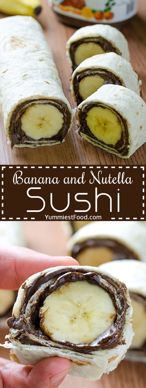 Nutella Sushi, Puding Roti, Healthy Nutella, Sommer Mad, Banana Nutella, Snacks Für Party, Idee Pasto Sano, Kids Snacks, Easy Snacks