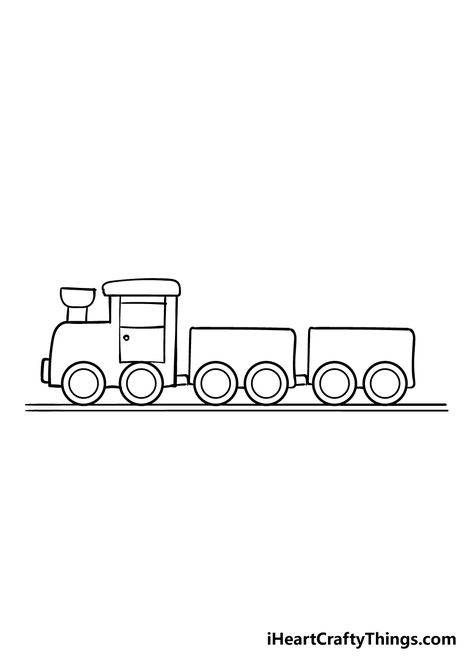 Train Cute Drawing, Simple Train Painting, Mini Train Tattoo, Train Doodle Easy, Tiny Train Tattoo, How To Draw A Train Step By Step, Train Line Drawing, How To Draw Train, Train Drawing Kids