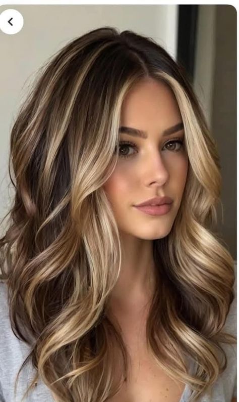 Blonde With Blonde Highlights, Brown Hair With Blonde Lowlights, Blonde With Brown Lowlights, Blonde Brown Hair, Big Wavy Hair, Victoria Secret Hair, Chunky Blonde Highlights, Brunette Hair Cuts, Baylage Hair