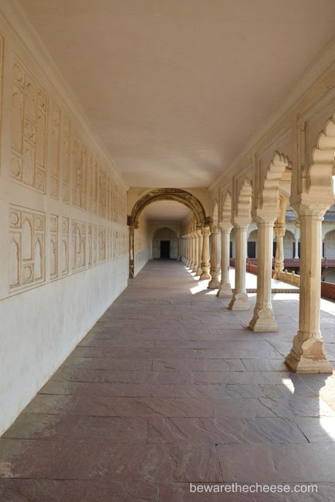 Agra Fort interior in Agra, India. - www.bewarethecheese.com Historical India, Agra Fort, Mughal Architecture, Agra India, Bedroom Bed Design, Historical Architecture, Agra, Bedroom Bed, Bed Design