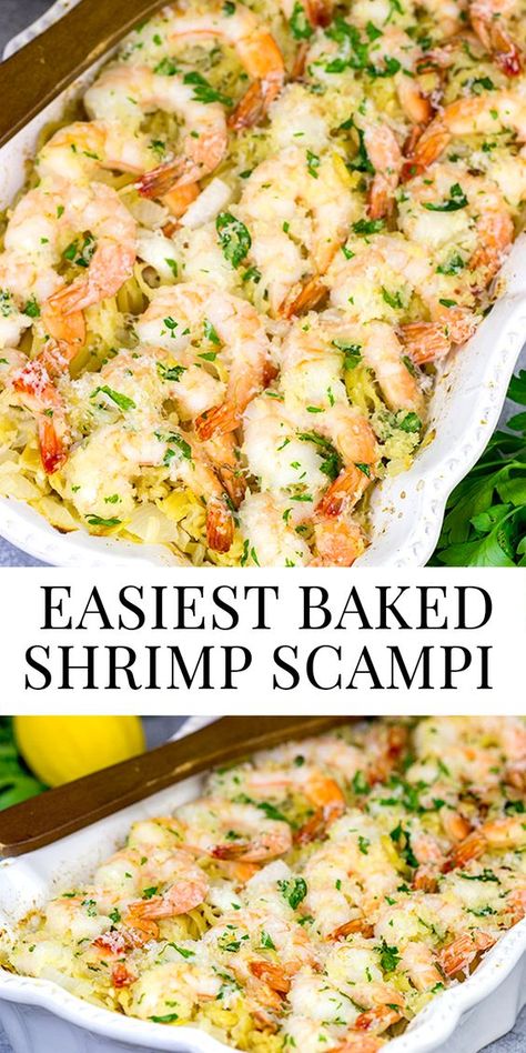 Easy Baked Shrimp, Baked Shrimp Recipes, Seafood Dish Recipes, Baked Shrimp Scampi, Hp Sauce, Shrimp Scampi Recipe, Seafood Entrees, Shrimp Dinner, Best Seafood Recipes