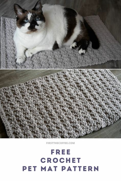 Crochet Cat Beds, Pet Bed Pattern, Soft Ideas, Crochet Bed, Easy Beginner Crochet Patterns, Crochet Cat Bed, Bed For Cats, Crochet Pet, Cat Rug