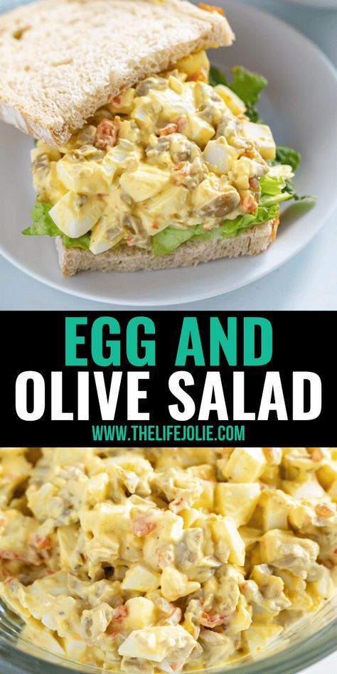 An Egg Salad Sandwich with Olives is an excellent and healthy way to take a basic egg salad sandwich recipe and make it extra special. It’s quick and easy to make and a great way to use hardboiled eggs and make a tasty sandwich for lunch. Egg And Olive Salad Recipe, Egg And Olive Salad, Basic Egg Salad, Basic Egg Salad Recipe, Egg Salad Recipe With Relish, Olive Salad Recipe, Egg Salad Recipe Easy, Egg Salad Recipe Healthy, Salad Sandwich Recipe