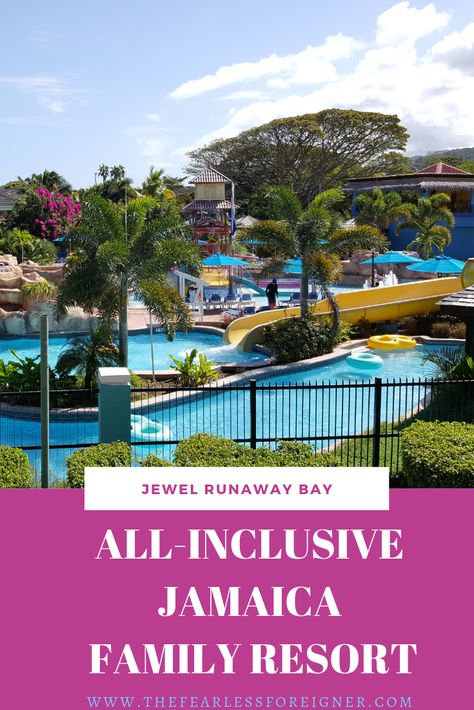 Are you looking for the best family-friend resort in Jamaica? Check out Jewel Runaway Bay. With three pools, a waterpark, beachfront location, water sports and great food the resort has something for everyone in the family. Read more about this all-inclusive Jamaica family resort.   #Jamaica #JamaicaAllInclusive #JewelRunawayBay #Caribbean #ResortReview #TheFearlessForeigner Jamaica All Inclusive, Jamaica Hotels, Jamaica Resorts, Jamaica Travel, Central America Travel, Beach Golf, Family Resorts, Caribbean Travel, Waterpark