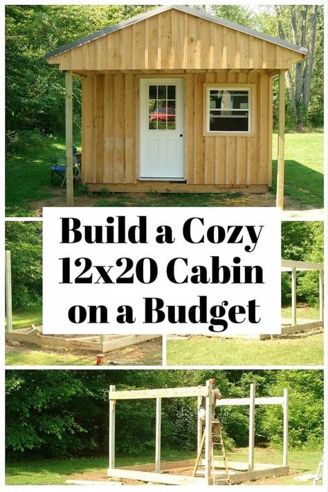 Build a sturdy and cozy cabin that improves your property without breaking your bank. Affordable, convenient and easy to build. 12 X 20 Cabin, One Room Cabin Interior Small Spaces, Build A Tiny House On A Budget, Building A Tiny House On A Budget, 10 By 20 Shed, 12x20 Tiny House, Diy Guest House, Backyard Tiny Guest House, 12x20 Cabin