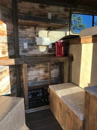 Livestock Trailer Ideas, Horse Trailer Weekender Conversion, Horse Trailer Weekender, Diy Weekender Horse Trailer, Horse Trailer Storage Ideas, Horse Trailer Makeover, Horse Trailer Living Quarters Diy, Horse Trailer Renovation, Horse Trailer Weekender Interior Ideas