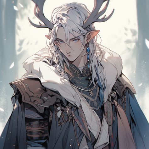 AI art generated with Midjourney. Prompt: dungeons and dragons characters, character reference, male, antler horns, sketch --niji 5 Horns Sketch, Antler Horns, Boy With White Hair, Reference Male, Male Fairy, Male Elf, Male Witch, Witch Drawing, Anime Elf