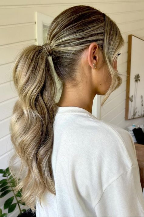 Mid-Height Pony High Pony Homecoming Hair, Party Pony Hairstyle, Sleek Braided Ponytail, Elegance Hair, Casual Braids, Pony Hairstyles, High Pony, Color Rubio, Hoco Hairstyles