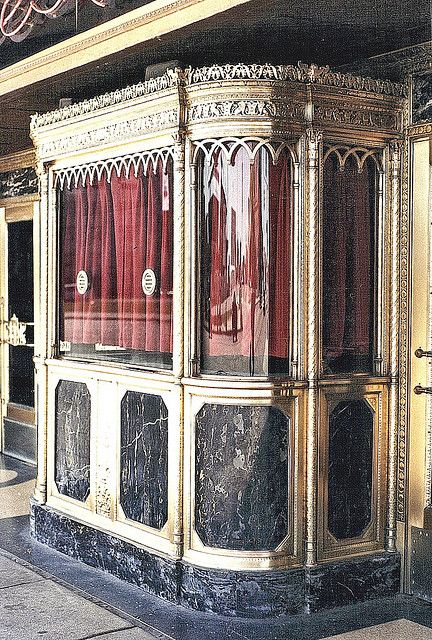 Ticket office, Fox Theater, Woodward Avenue, Detroit. Designed by C. Howard Crane, 1928 Vintage Movie Theater, Abandoned Detroit, Fox Theater, Detroit Rock City, Detroit History, Ticket Booth, Marble Vinyl, Ticket Office, Sarah Brightman