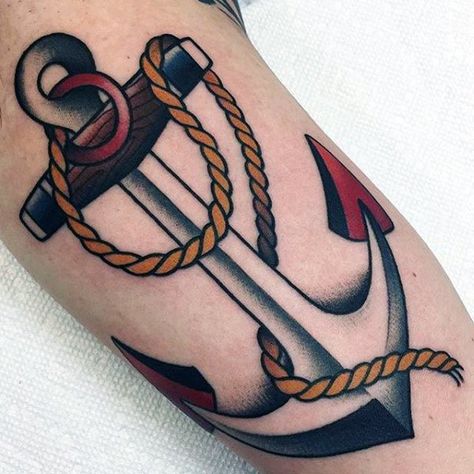 Amazing Traditional Anchor Mens Arm Tattoo Ideas Anker Tattoo Design, Traditional Anchor Tattoo, Small Anchor Tattoos, Tattoo Side, Tato Flash, Tato Tradisional, Sailor Tattoos, Anchor Tattoo Design, Anker Tattoo