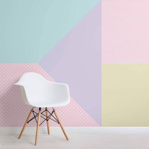 Oasis Decor, Deco Pastel, Geometric Pattern Wallpaper, Girl Bedroom Walls, Murals Wallpaper, Pastel Walls, Bedroom Wall Paint, Pastel Room, Pastel Pattern