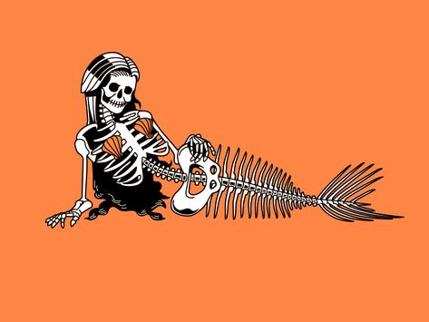 Mermaid Skeleton On Surfboard Tattoo, Bottle Animation, Surfing Skeleton Tattoo, Skeletal Mermaid, Mermaid Skeleton Drawing, Mermaid Graphic Design, Skeleton Surfing Drawing, Mermaid Graphic, Zombie Game