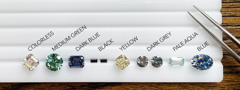 Welcome to our moissanite color chart. We put this awesome chart together so you can see the variety of colors available. We can get some variations on these colors in most cases, a lighter or darker green for example. I didn't have a decent sized black moissanite in stock, so here are 2 tiny straight baguettes. lol Th Crazy Rich Asians Ring, Green Moissanite, Crazy Rich Asians, Emerald Cut Moissanite, French Cut, Shades Of Teal, In Another Life, Natural Emerald, Pretty Cool