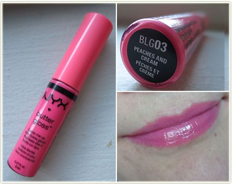 NYX Butter Gloss in Peaches and Cream Nyx Butter, Nyx Butter Gloss, Butter Gloss, Reading Review, Peaches And Cream, Lip Butter, Peaches N Cream, Cute Makeup, Peaches