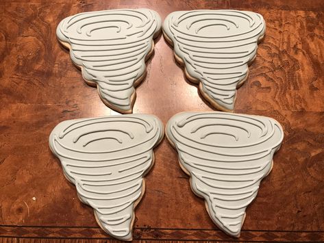 Tornado Cookies Decorated, Tornado Cookies, Twin Birthday Themes, Monogram Cookies, Crazy Cookies, Royal Iced Cookies, Sugar Cookie Icing, Sugar Cookie Designs, Cookie Icing