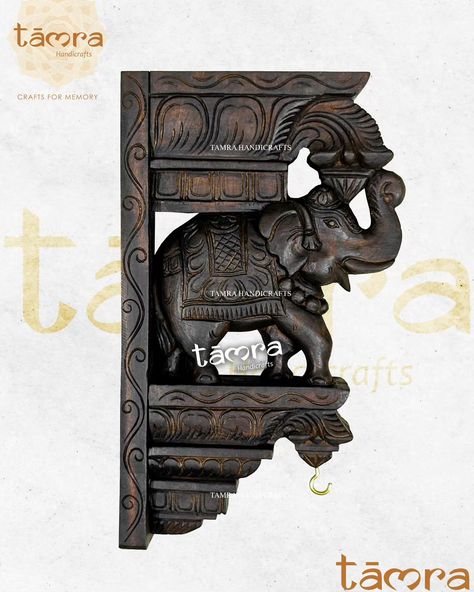 Buy Handcrafted Wooden Elephant Wall Decor. We Do Undertake Custom Made Orders As Well. Contact : +91-93534-66143 #decor #walldecor #wallhanging #elephant #artandcrafts #art #crafts #handicraft #handicrafts Wooden Handicrafts, Wall Decor Indian, Compass Art, Elephant Wall Decor, House Main Door Design, Wooden Corbels, Wooden Brackets, Carved Wood Wall Art, Elephant Carving