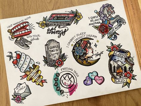 Patchwork, Blink 182 Tattoo, Tattoo Flash Sheets, Tattoo Kiss, Traditional Tattoo Flash Sheets, Traditional Tattoo Inspiration, Punk Tattoo, Flash Sheets, Traditional Style Tattoo Flash Traditional Tattoo, Tattoo Flash Traditional, Blink 182 Tattoo, Tattoo Flash Sheets, Tattoo Kiss, Traditional Tattoo Flash Sheets, Dynamic Tattoo, Traditional Tattoo Inspiration, Punk Tattoo