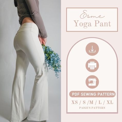 Low Rise Yoga Pants Pattern Digital PDF Sewing Pattern Flare Pants Pattern Leggings Pattern Fold Over Waist Beginner Sewing - Etsy Australia Pattern Flare Pants, Flare Pants Pattern, Yoga Pants Pattern, Beginner Sewing, Pants Sewing Pattern, Pattern Leggings, Sewing Design, Diy Sewing Clothes, Leggings Pattern