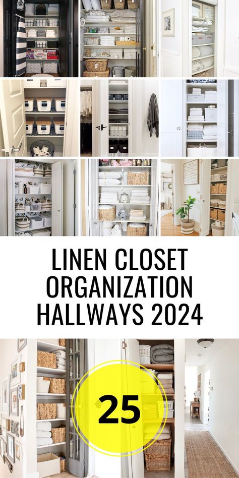 Revolutionize your home with linen closet organization hallways 2024, offering innovative ideas for hallways storage. Whether you're dealing with a large hallway or a tiny space, the right storage solutions can make a significant difference. Explore a range of built-ins, from classic to contemporary, and discover how small hallways shelves can be both practical and stylish. This year, focus on creating a hallway that's not just a passageway but a highlight of your home. Hallway Linen Closet, Linen Closet Organization Hallway, Linen Closet Organization Ideas, Linen Closet Design, Linen Closet Shelves, Hallway Shelf, Closet Organization Ideas, Hallway Closet, Large Hallway