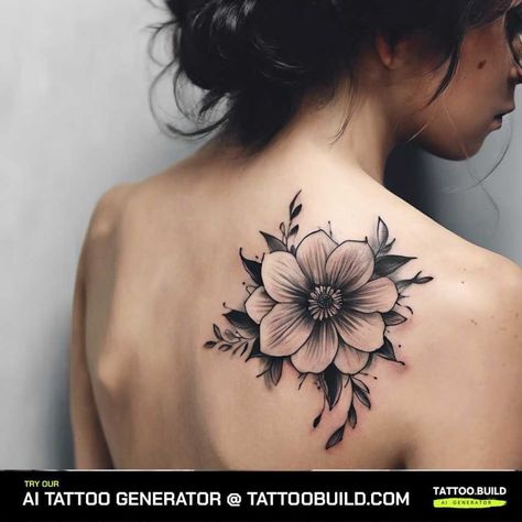 Flower Tattoo on the Back Shoulder - Tattoo Build Tattoo Ideas Female Cover Up Shoulder, Flower Tattoo Shoulder Cap, Tattoo Shoulder Cap, Dragon Thigh Tattoo, Tattoo On The Back, Cap Tattoo, Shoulder Cap Tattoo, Flower Tattoo Ideas, Tiny Dragon