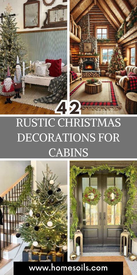 Bring holiday warmth to your retreat with 42 rustic Christmas decorations for cabins. Explore natural elements, cozy textures, and festive touches for a charming ambiance. Create a magical and inviting holiday haven in your cabin. Hunting Lodge Aesthetic, Cozy Cabin In The Woods Interiors, Cabin Interiors Rustic Decorating Ideas, Cabins In The Woods Interior, Cabin Interiors Rustic, Christmas Cabin In The Woods, Cozy Cabin Christmas, Rustic Log Cabin Decor, Christmas Cabin Decor