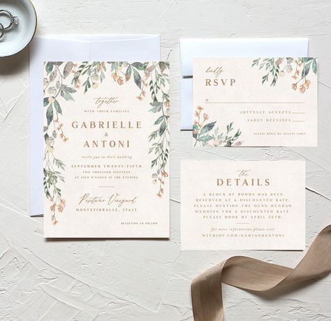 Rustic vines wedding invitation stationery suite. Diy Wedding Invitations Simple, Diy Simple Wedding Invitations, Rustic Wedding Invitations Diy, Rustic Wedding Invitation Design, Online Wedding Invitations Design, Wedding Vines, Playful Wedding Invitations, Wedding Invites Diy, Wedding Invite Design