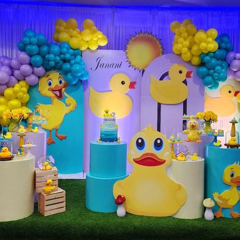 Duck Birthday Party Decorations, Ducks Birthday Party Theme, Duck Birthday Theme Decoration, Duck Themed 2nd Birthday Party, Birthday Duck Theme, Duck Party Ideas, Duck Party Theme, Duck Theme Birthday Party, Duck Themed 1st Birthday