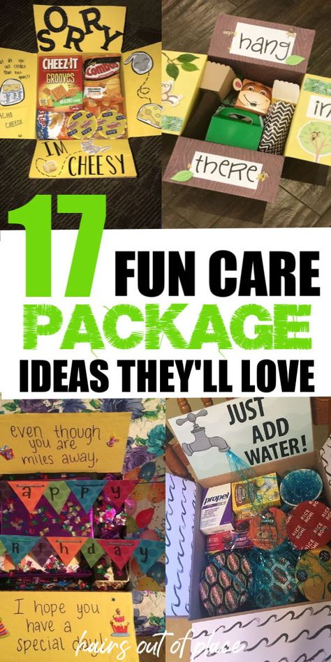 Diy Care Package Ideas, College Care Package For Girls, Package Ideas For Boyfriend, Care Package Ideas For Boyfriend, College Gift Boxes, Diy Care Package, Students Gifts, Care Package Ideas, Military Care Package