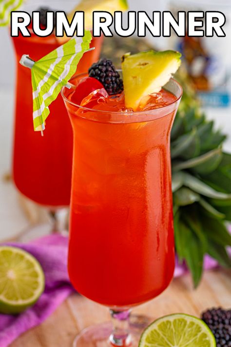 Gallon Rum Punch Recipe, Rumrunner Drink, Rumrunner Cocktail, Jamaican Rum Drinks, Flor De Cana Rum Drinks, Rum Runner Cocktail, Drinks With Dark Rum, Rum Runner Recipe Easy, Bumbu Rum Cocktails