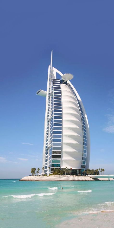 Dubai Monuments, Hotels Dubai, Beach Wallpaper Iphone, Dubai Tourism, City Life Photography, Dubai Architecture, Dubai Aesthetic, Unusual Buildings, Burj Al Arab