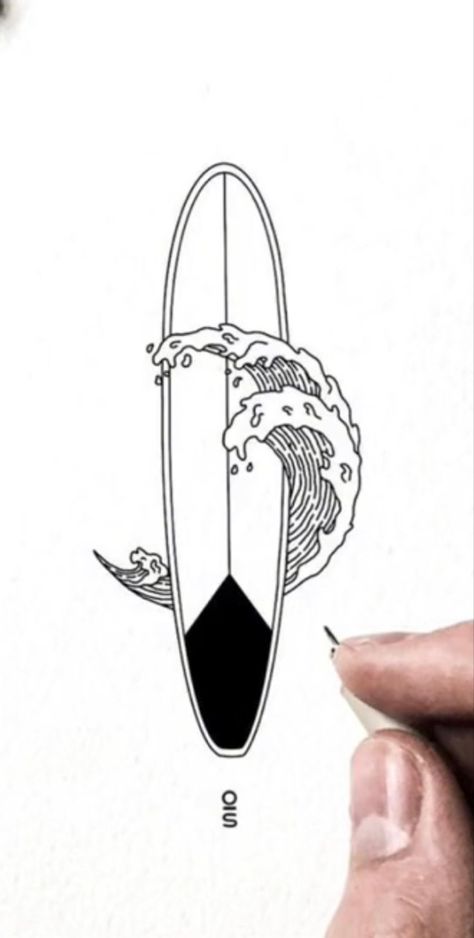 Surfboard Tattoo, Tattoo Brazo Mujer, Surfer Tattoo, Surf Drawing, Australia Tattoo, Surf Tattoo, Wood Paintings, Surf Logo, Palm Tattoos