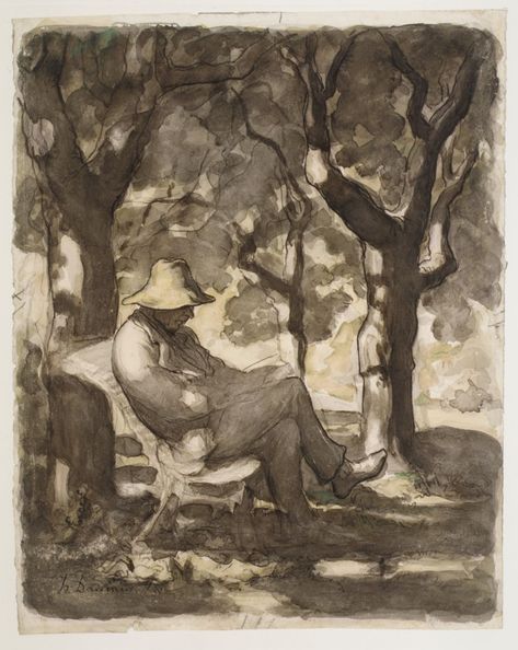 Honore Daumier, Man Reading, Conte Crayon, Garden Drawing, Night Landscape, Grain Of Sand, Henri Matisse, Pen Drawing, College Art