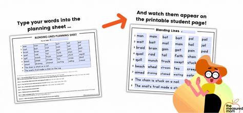 How to use blending lines - The Measured Mom Blending Lines Phonics, Reading Printables, Decodable Books, Short Term Memory, Phonics Lessons, Struggling Readers, New Readers, Early Readers, Used Tools