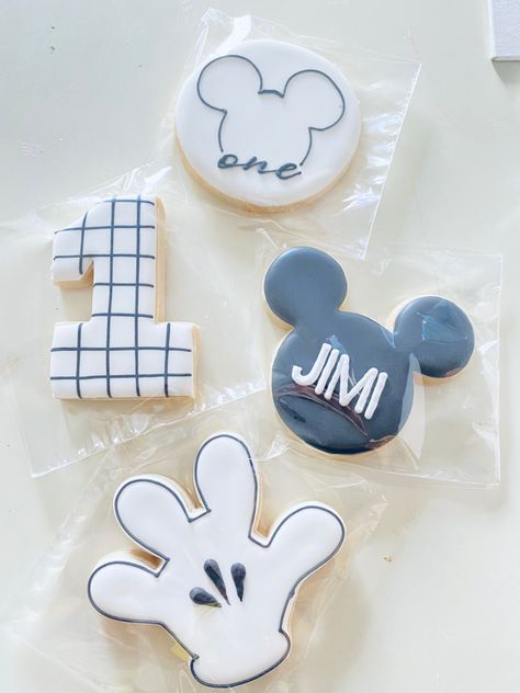 Muted Mickey Mouse Party, Retro Mickey Mouse Party, Neutral Mickey Mouse Party, Vintage Mickey Mouse Party, Modern Mickey Mouse Birthday, Mickey Mouse Sugar Cookies, 1st Bday Cake, Mickey Mouse Birthday Cake, Mickey Mouse Themed Birthday Party