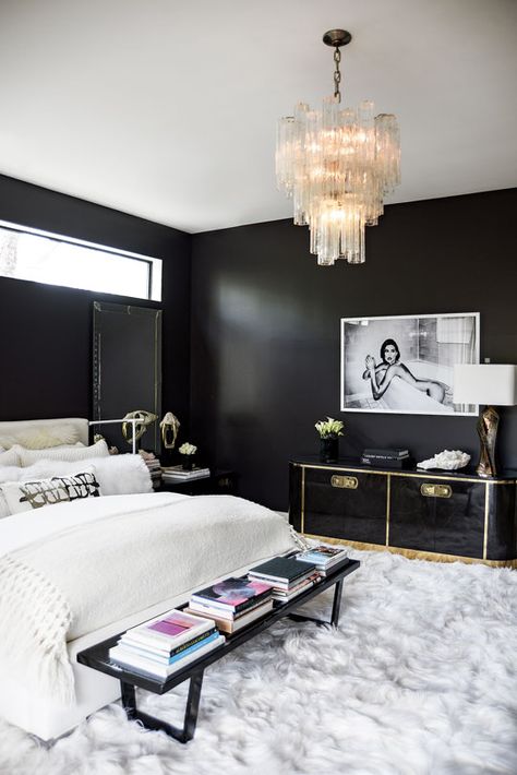 Zen House: An Interior Designer’s Own Home Shows Luxury Needn’t be Over the Top White Linen Headboard, Headboard Vintage, Bedroom Ideas For Couples Romantic, Industrial Bedroom Design, Scout Design Studio, Black And White Bedroom, Black White Bedrooms, Scout Design, Zen House